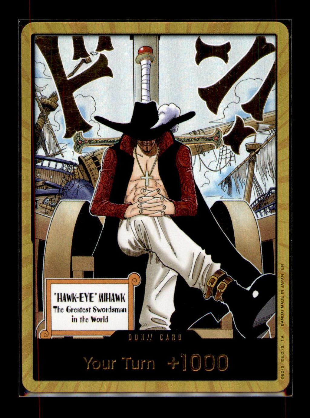 The Azure Sea's Seven DON!! Card (Dracule Mihawk) (Gold)