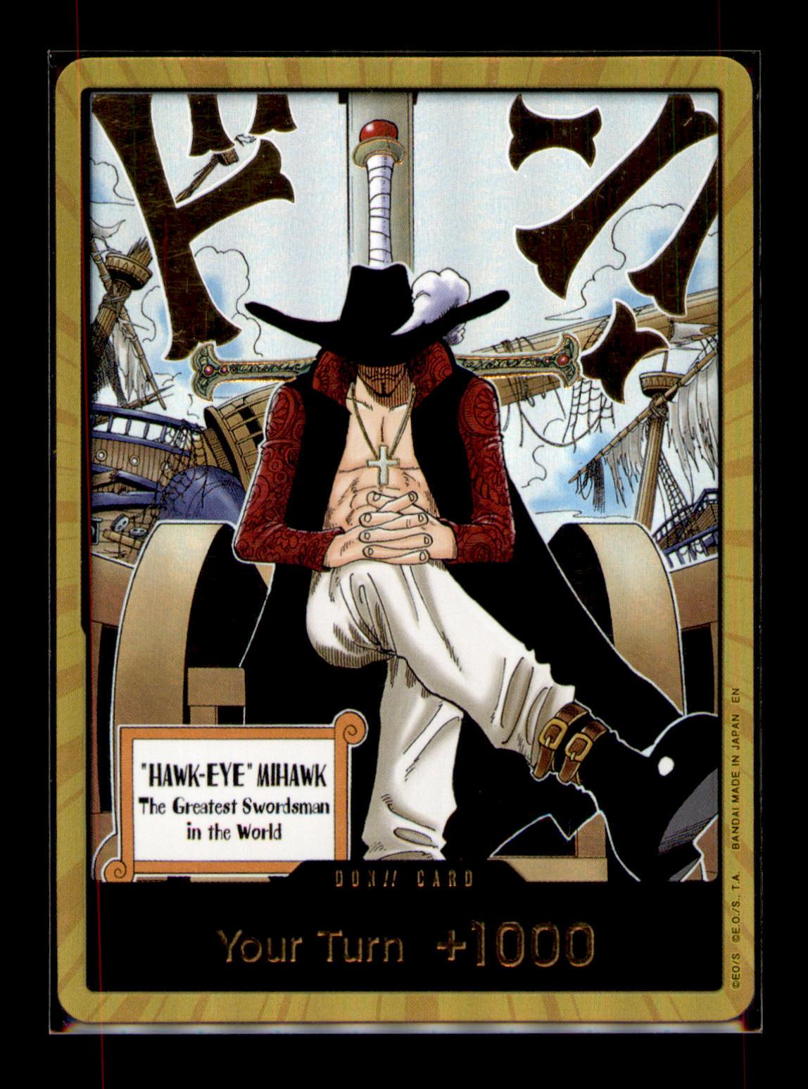 The Azure Sea's Seven DON!! Card (Dracule Mihawk) (Gold)