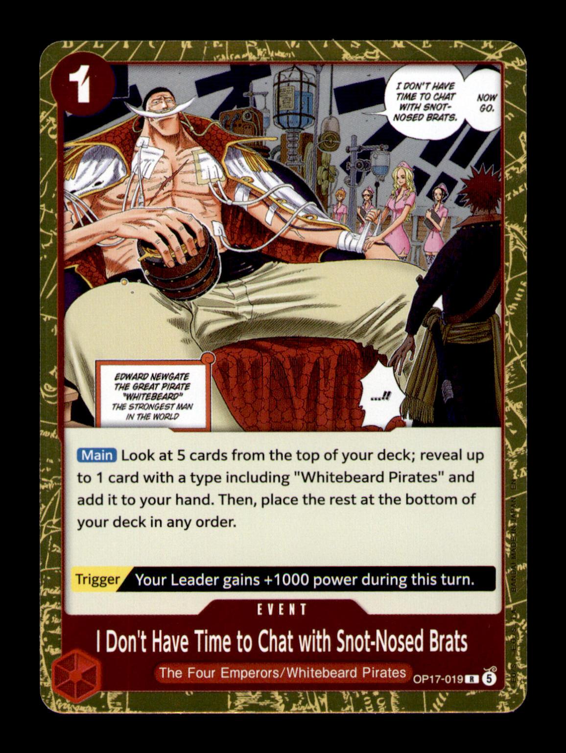 #OP17-019 I Don't Have Time to Chat with Snot-Nosed Brats