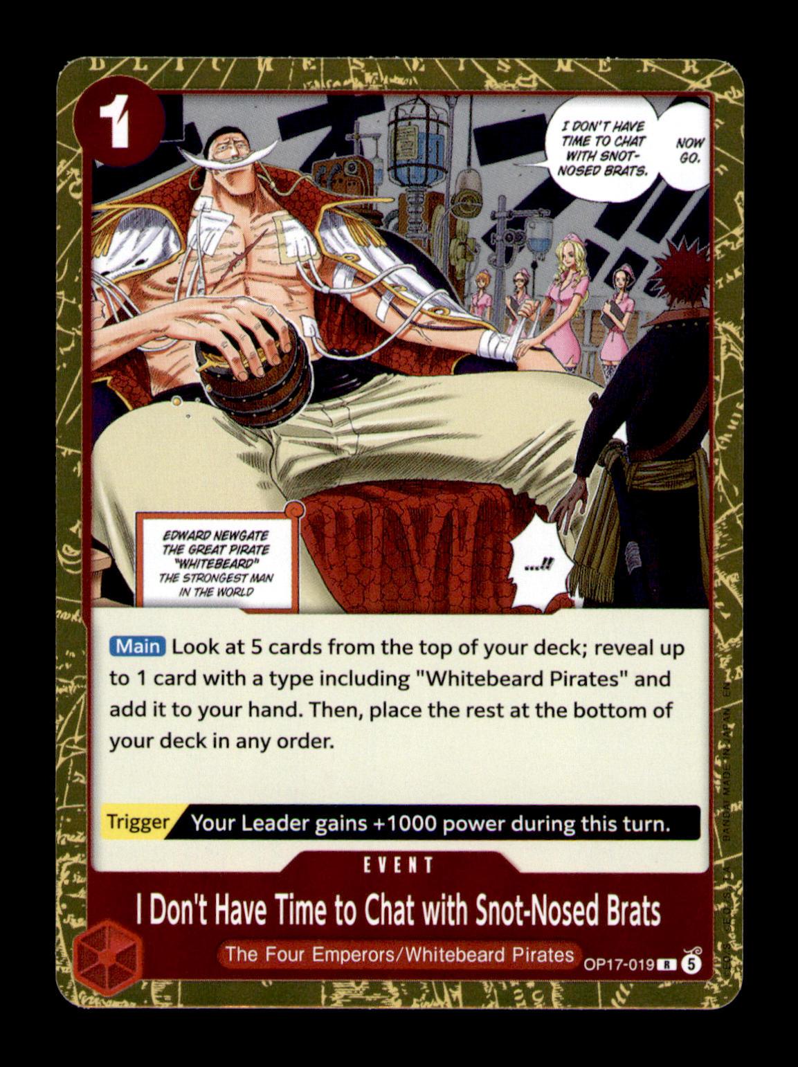 #OP17-019 I Don't Have Time to Chat with Snot-Nosed Brats