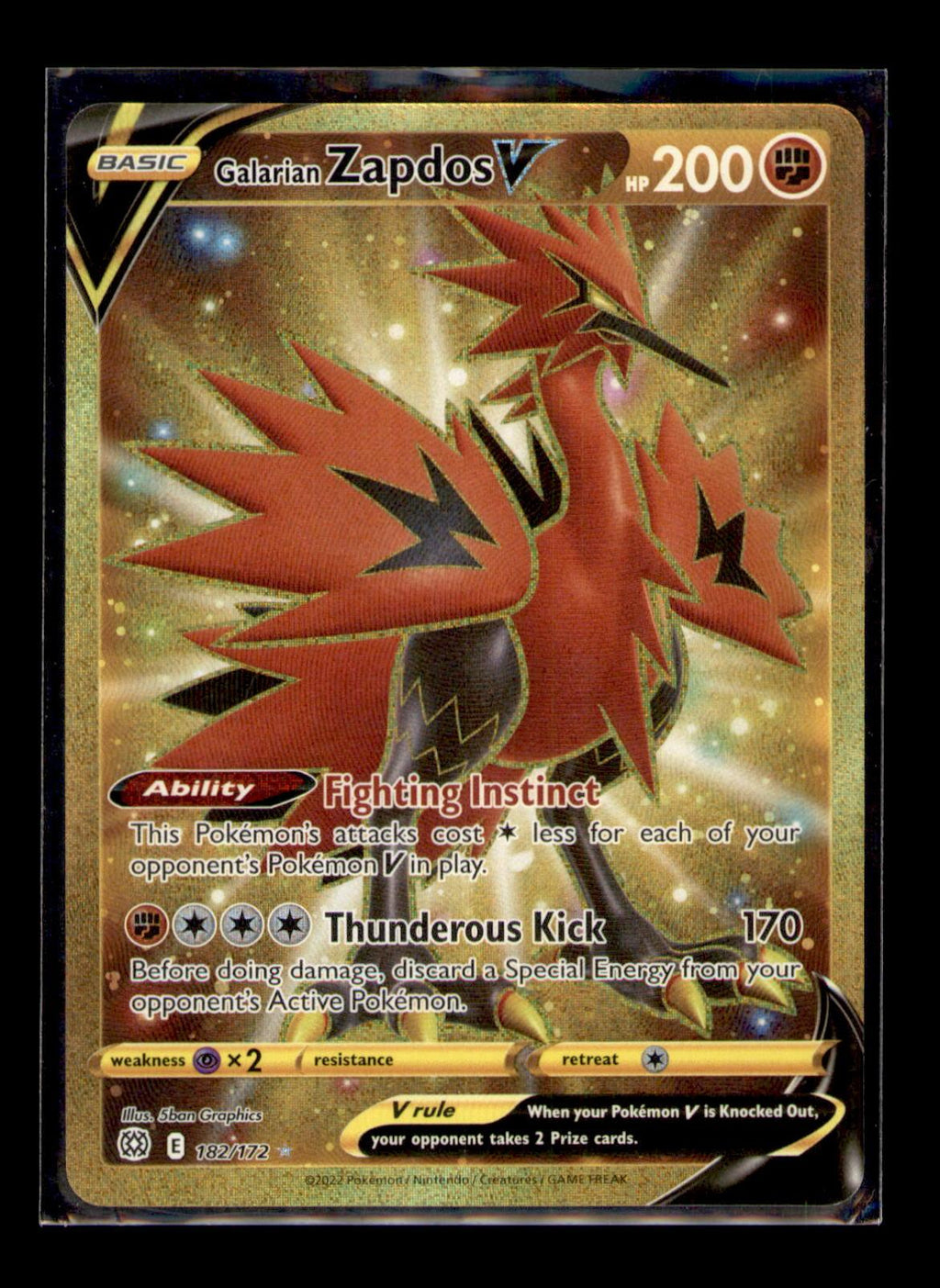 SWSH09: Brilliant Stars #182/172 Galarian Zapdos V (Secret)