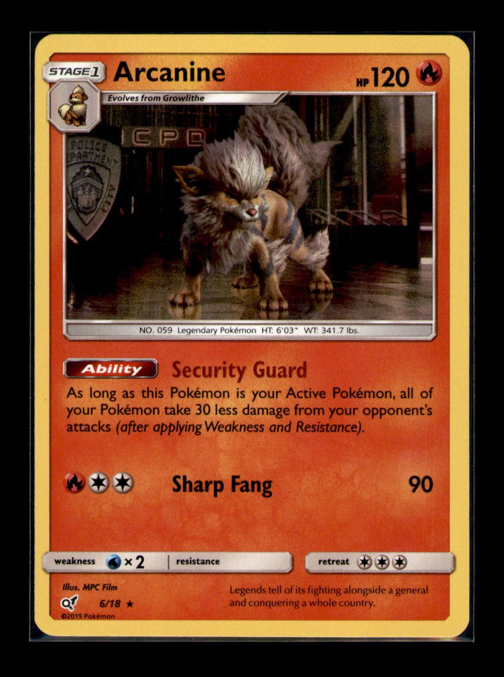 Detective Pikachu #6/18 Arcanine