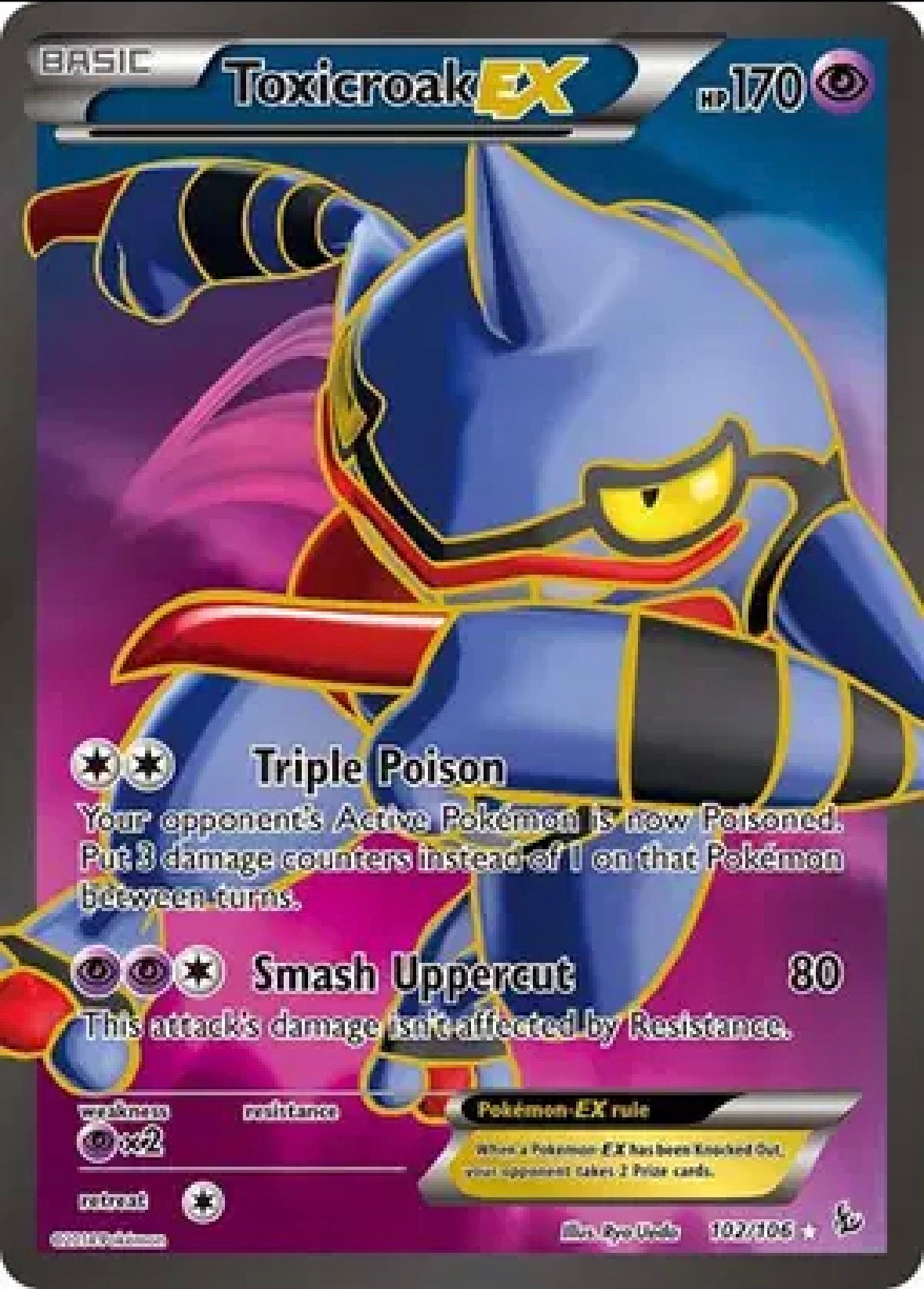 Toxicroak EX (102 Full Art) — Flashfire — 102 — Holofoil