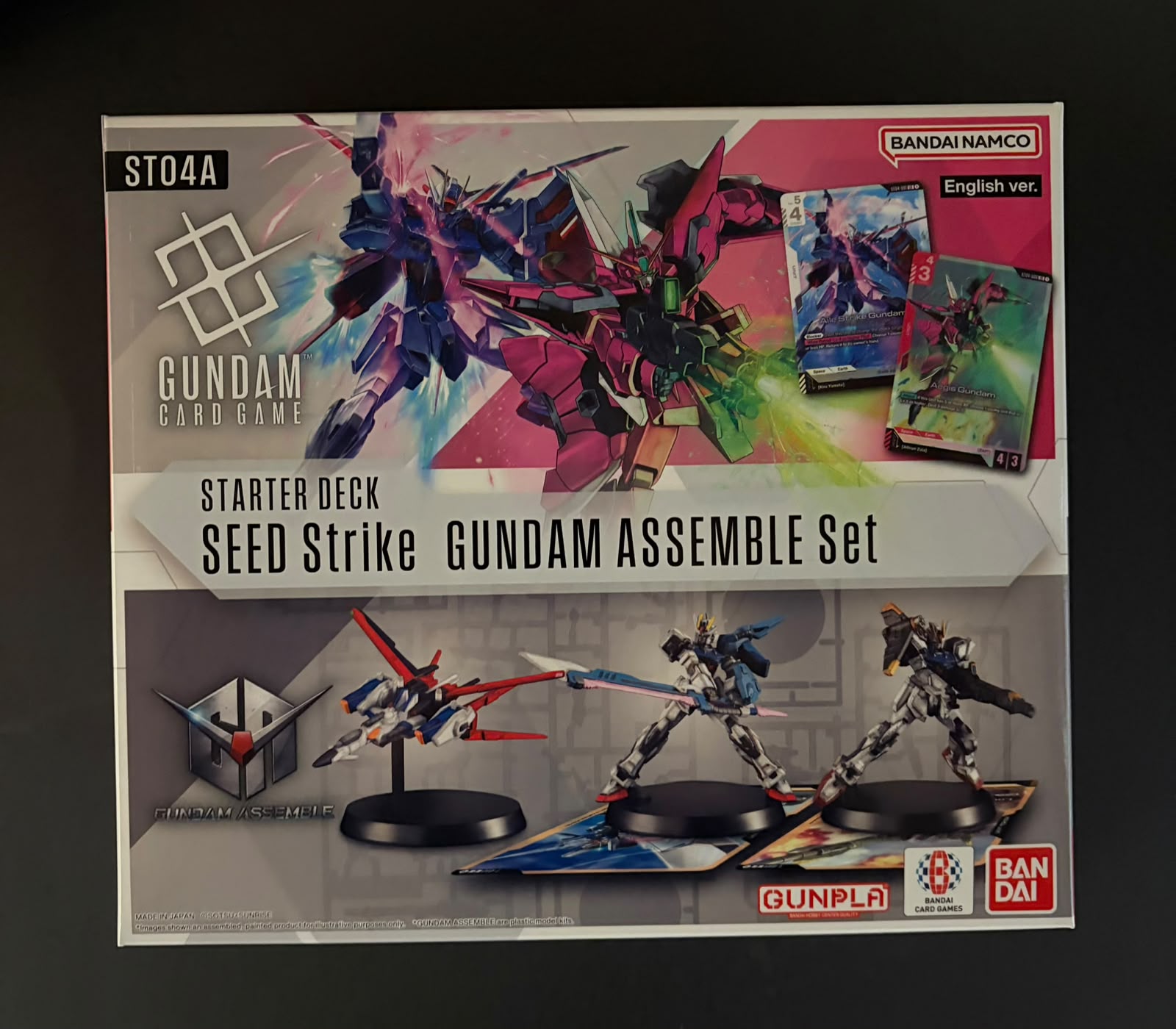 Bandai Gundam Card Game ST04A Gundam Assemble Seed Strike Starter Deck with Assemble Miniatures